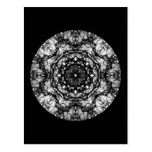 Fancy Round Design on Black. Postcard