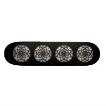 Fancy Round Design on Black. Skate Board Decks