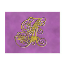 Fancy Royal Monogram Letter A postcards