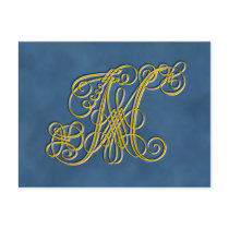 Fancy Royal Monogram Letter M postcards