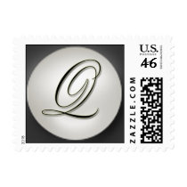 Fancy Script Elegant Pearl Postage with Monogram Q stamps