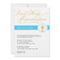 Fancy Script First Communion Invitations  |  Twins