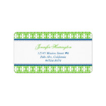 Fancy script green navy filigree custom mailing labels