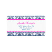 Fancy script hot pink navy filigree custom mailing labels