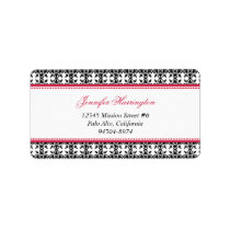 Fancy script red black filigree custom mailing labels