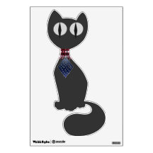 fancy sitting black cat wall graphic