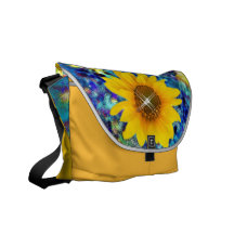 fancy sunflower art messenger bag
