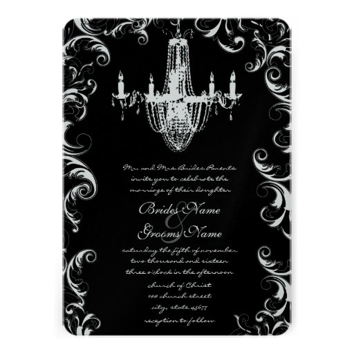 Fancy Swirl Chandelier Wedding Invitation