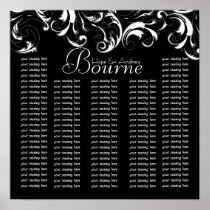 Fancy Swirl  Damask Seating Chart for Reception Poster