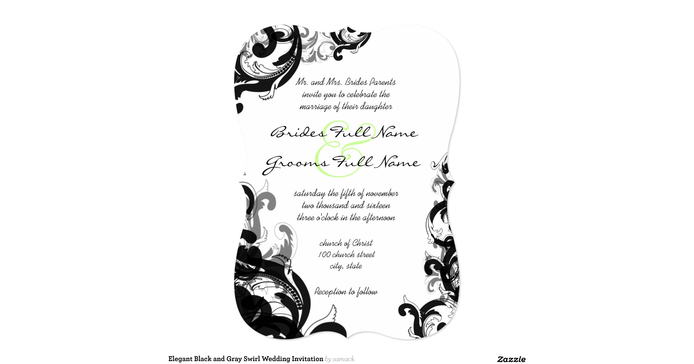 Fancy Swirl Wedding Invitation 5 X 7 Invitation Card Zazzle 3841