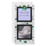 FANCY SWIRLS BABY BOY MONOGRAM ,aquamarine white Custom Photo Card
