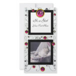 FANCY SWIRLS BABY GIRL MONOGRAM ,ruby white Photo Cards