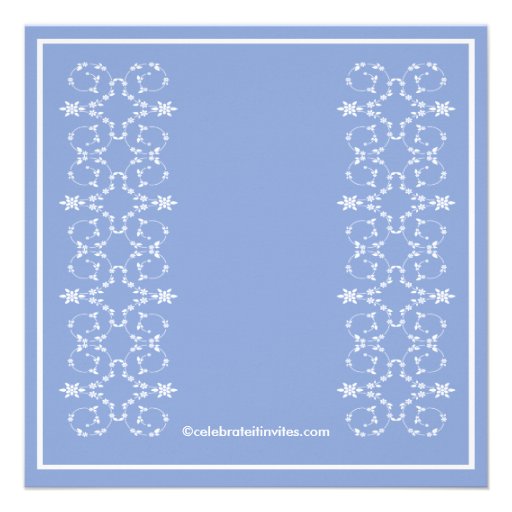Fancy Swirls Frame Bridal Shower Invitation Blue