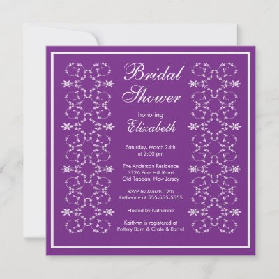 Fancy Swirls Frame Bridal Shower Invitation Purple
