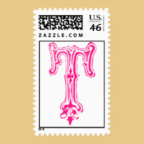 Fancy T Monogram - Blue stamps