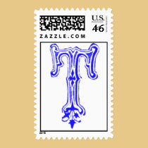 Fancy T Monogram - Blue stamps