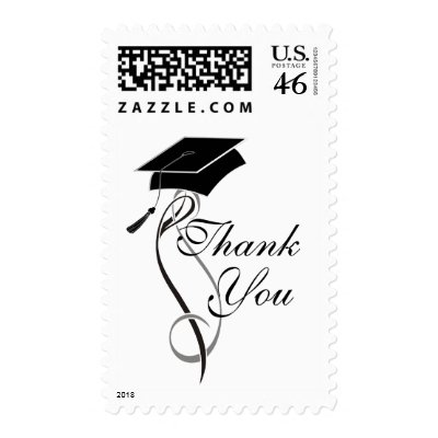 Fancy Thank You Graduation Postage Stamps by SquirrelHugger