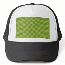 Fancy tiny yellow circles on dark green background mesh hat