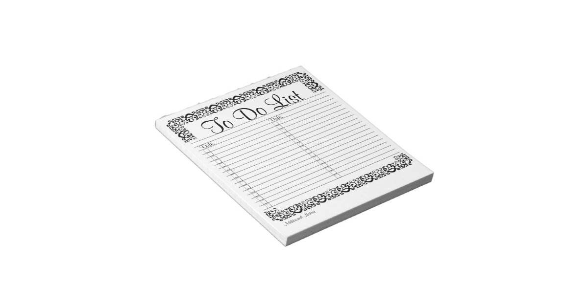Fancy To Do List Notepad | Zazzle