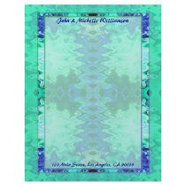 fancy turquoise blue wedding letterhead design