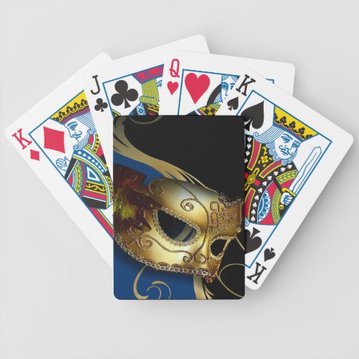 Fancy Venetian Masquerade royal blue | gold Bicycle Card Decks
