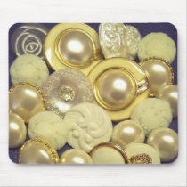 Fancy White Button Collage mousepads