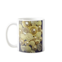Fancy White Button Collage mugs by thebuttonlady Fancy White Button Collage mugs