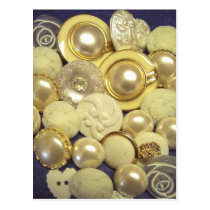 Fancy White Button Collage postcards