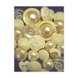 Fancy White Button Collage Post Cards