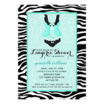 Fancy Wild Aqua Zebra Lingerie Shower Bachelorette Invite