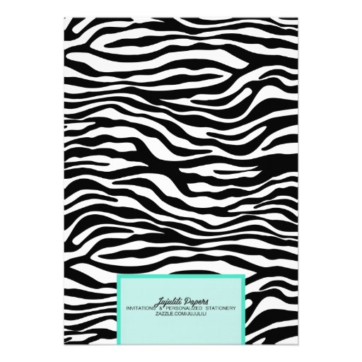 Fancy Wild Aqua Zebra Lingerie Shower Bachelorette Invite