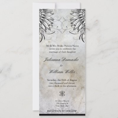 Fancy Winged Urban Tattoo Wedding Invitation by oddlotpaperie