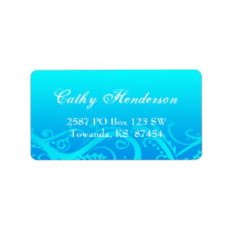 Fancy Winter Blue Flourishes Address Label