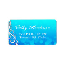 Fancy Winter Blue Flourishes Address Label