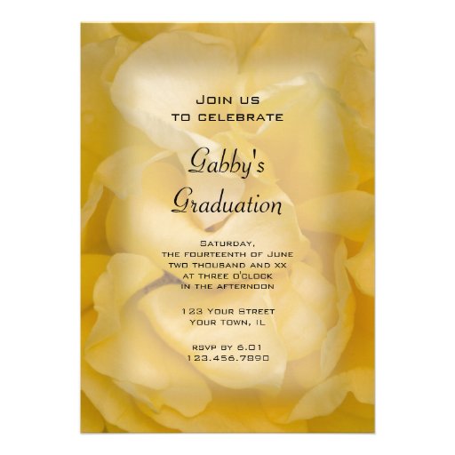 Fancy Yellow Rose Graduation Party Invitation