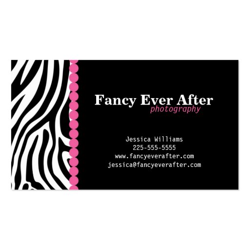 Fancy Zebra Print Business Card Template (front side)