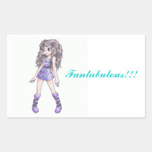 "Fantabulous" stickers with girl in purple dress