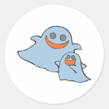 fantasmas lindos del momma y del bebé etiqueta redonda