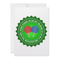 Fantastic Ping Pong Shield Custom Invitations