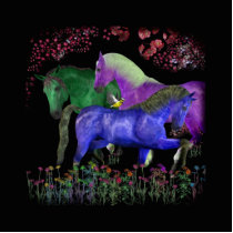 Fantastical colored horse design, black back photo cut outs
