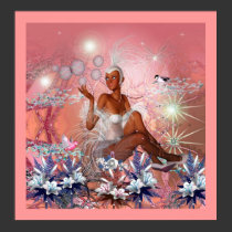Fantasy Art Poster In The Pink Girl Birds posters by Darling_Gifts Fantasy Art Poster In The Pink Girl Birds posters