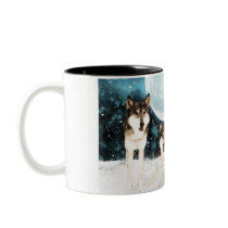 fantasy art wolf and moon mug - winter mug