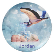 Fantasy baby and stork name plates
