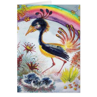 fantasy bird greeting card by littleElizzabeth