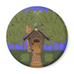 Fantasy Birdhouse Cottage with Cedar Magnet