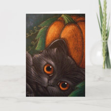 FANTASY BLACK CAT - HALLOWEEN Card card