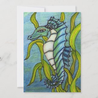 Fantasy Blue Sea Dragon Seahorse Seaweed Birthday