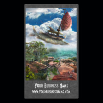 Fantasy Business Card with flying unique ship business cards