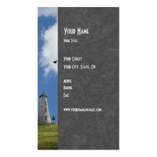 Fantasy Business Cardwith towers Business Card Templates (back side)