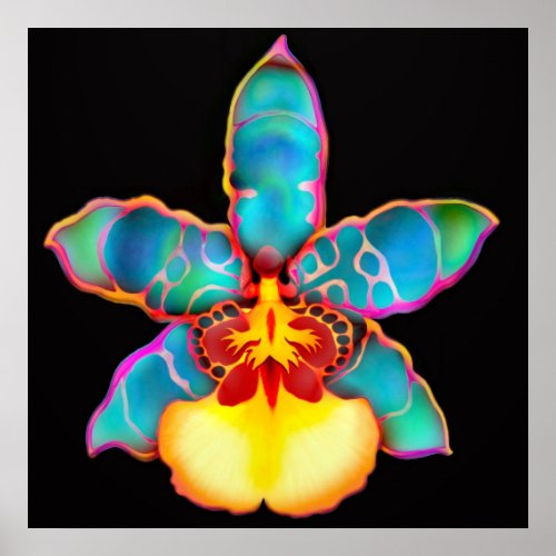 Fantasy Colored Orchid Flower Poster print